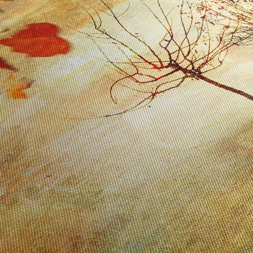 Obraz - Jesienny nastrój (z zegarem) (90x30 cm)