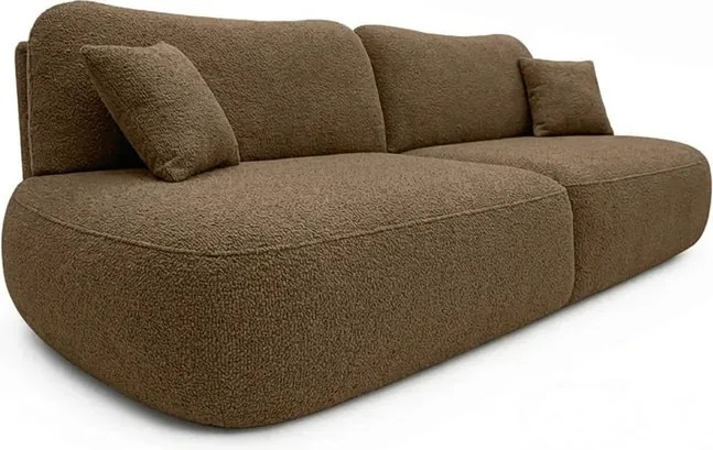 Sofa AVERIO Rozkładana Dwuosobowa Brązowa Boucle Japandi