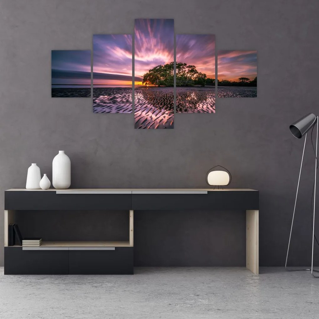 Obraz drzewa na plaży (125x70 cm)