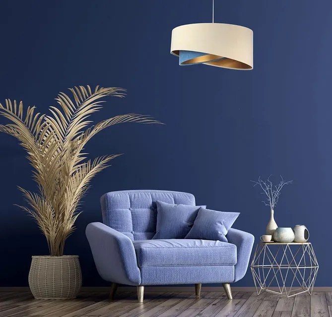 Beżowo-złota lampa wisząca nad stół R5-T33