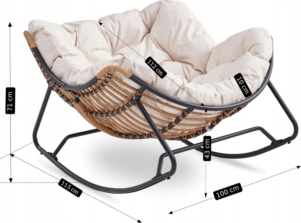 Bujany fotel ogrodowy z poduszką Elton, beżowy