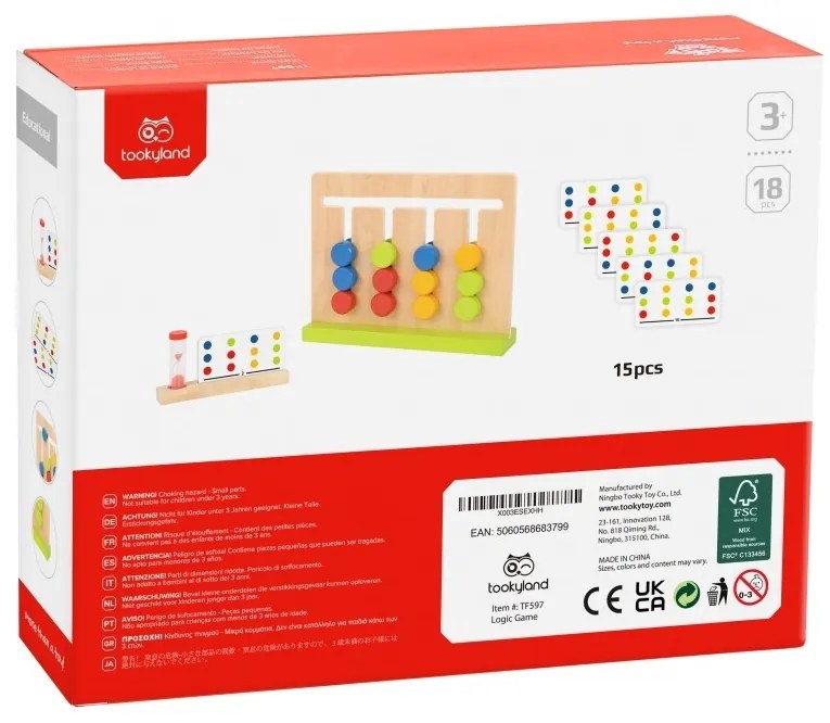 Tooky toy gra logiczna układanka na czas kolory 30 wzorów 18 el.