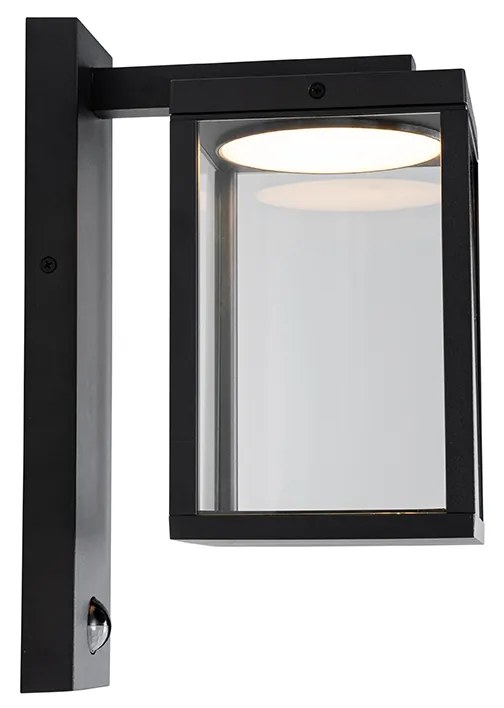 Zewnetrzna Ogrodowa lampa ścienna czarna z wbudowanym czujnikiem ruchu LED - Ferdinand Nowoczesny Oswietlenie zewnetrzne