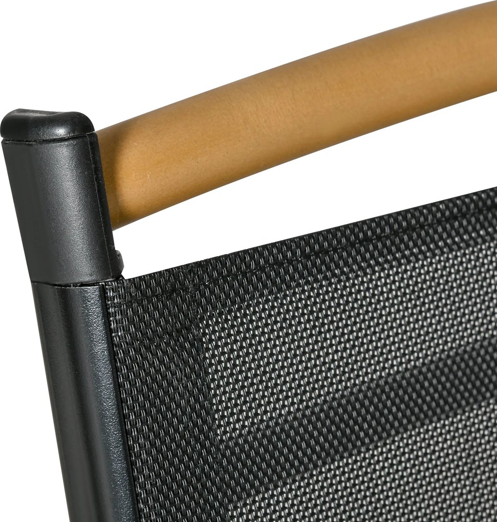 Outsunny Składany zestaw mebli balkonowych, stół+6 krzeseł, aluminium, czarny | Aosom PL