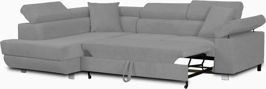 Narożnik z funkcją spania sprężyny faliste TORRE lewy Szary