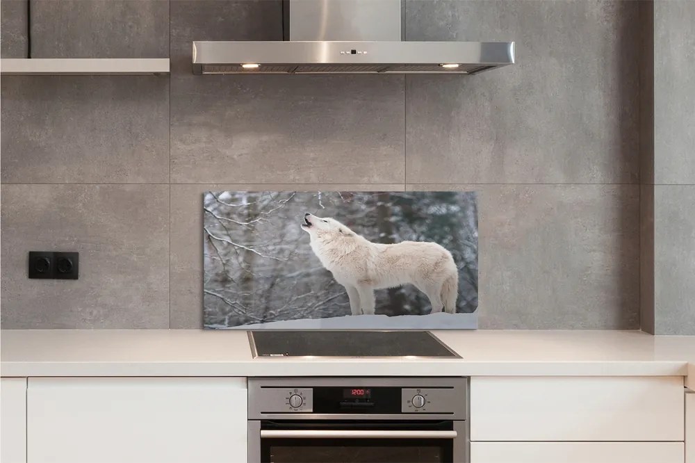 Panel Szklany Dziki Wilk w Zimowej Aurze