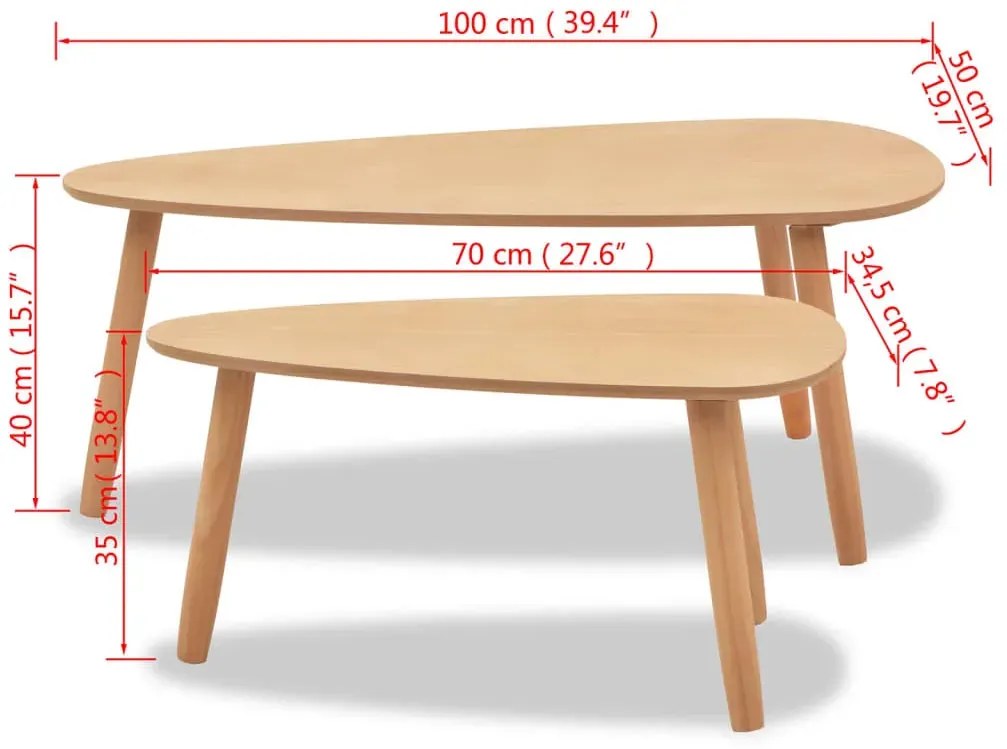 Komplet dwóch brązowych stolików kawowych - Aaron