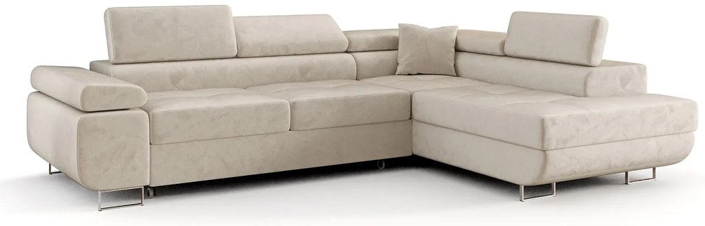 Kremowy nowoczesny narożnik rozkładany A5-W08