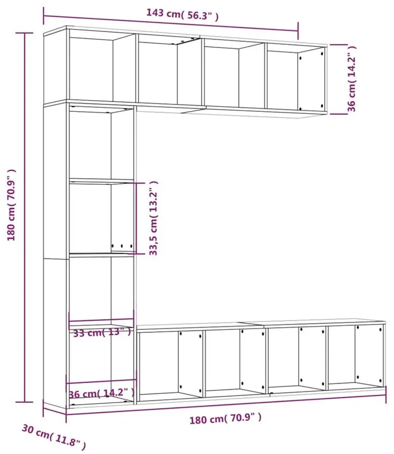 Modułowy potrójny regał wiszący beton B1-K96