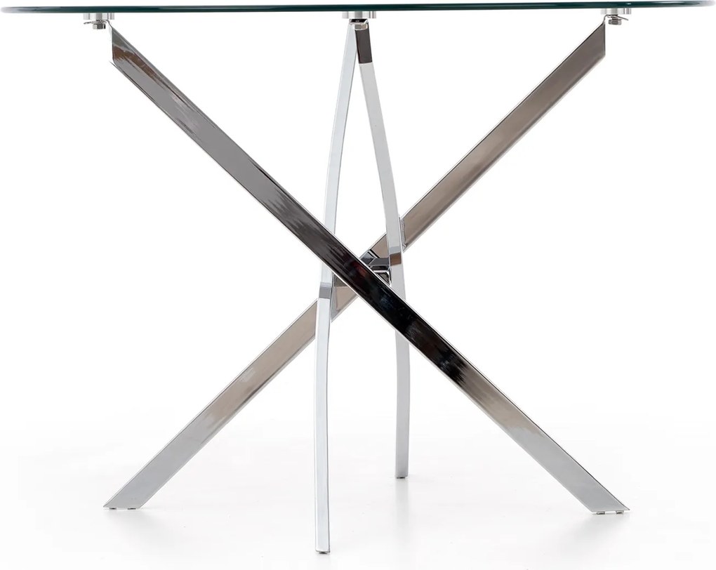 Szklany stół Raymond na srebrnych nogach