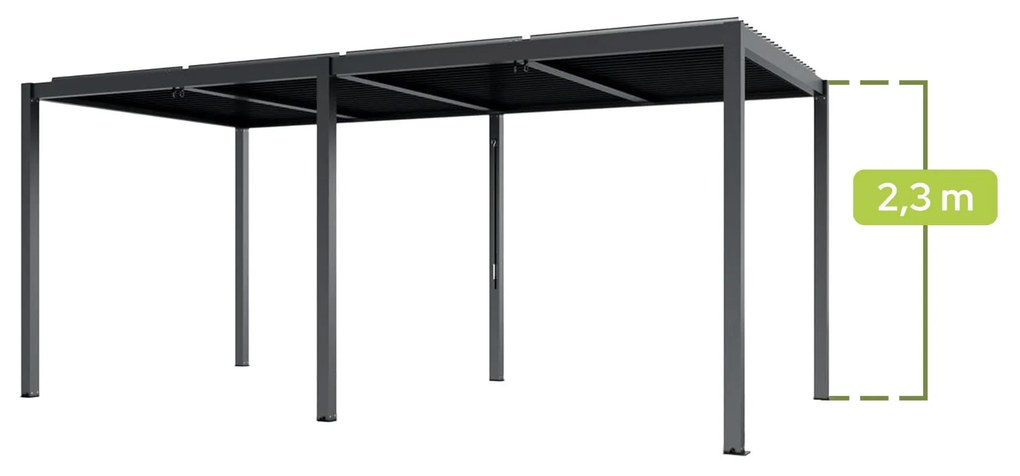 PERGOLA OGRODOWA LUXE 7.8x3x2.3M ALUMINIOWA Z OŚWIETLENIEM LED ANTRACYT