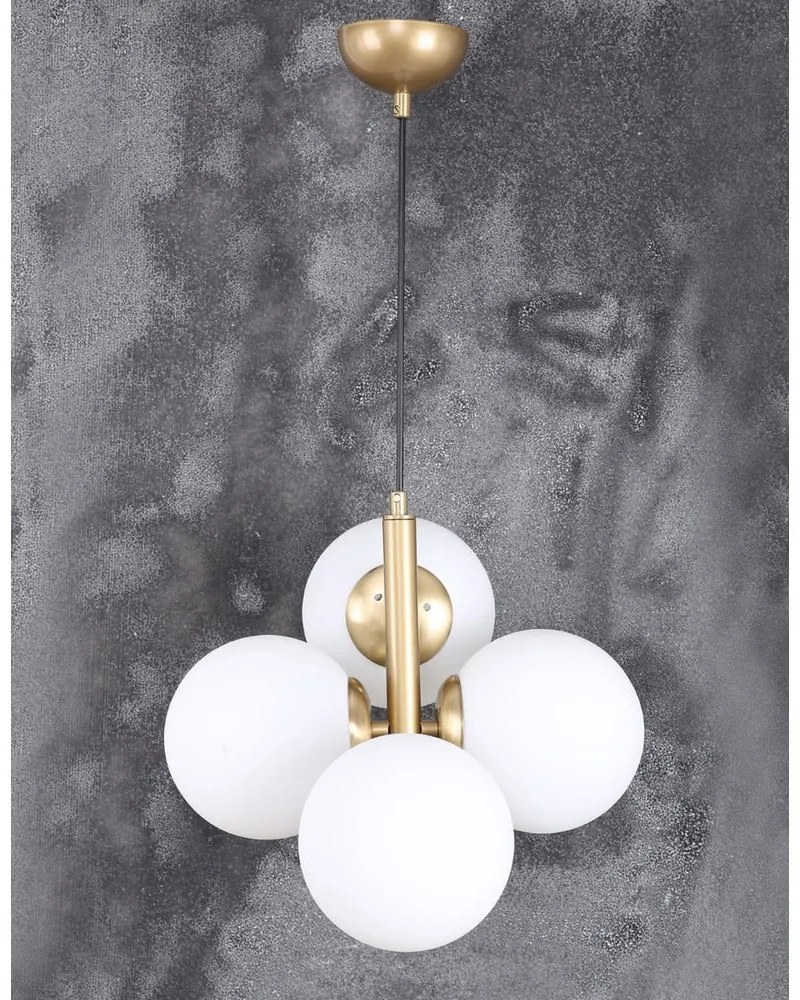 Lampa wisząca w biało-złotym kolorze ze szklanym kloszem ø 15 cm Forte – Squid Lighting