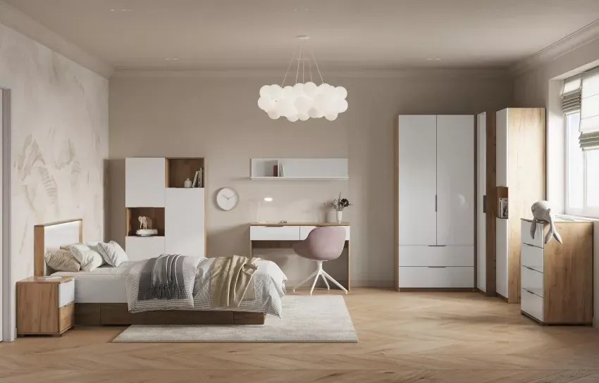 Łóżko z oświetleniem LED z 2 szufladami 120x200