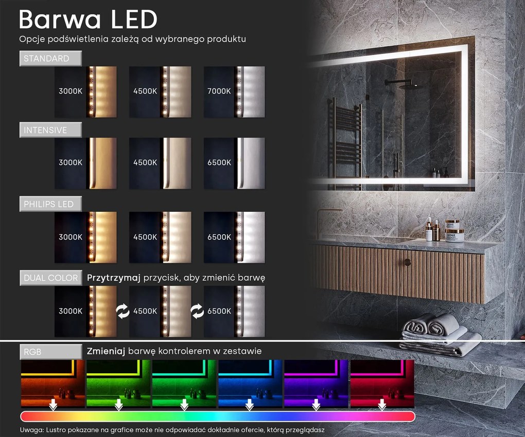 Lustro Okrągłe do Sypialni Podświetlane LED L76