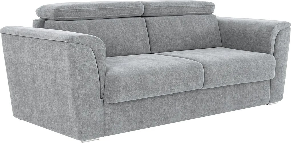 Kanapa 4-osobowa rozkładana typu express z szarą tapicerką - Powierzchnia spania 160 cm - Materac 22 cm z pamięcią kształtu - RIZORA