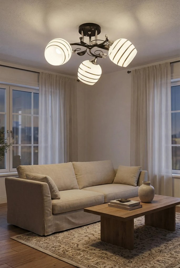 Czarny żyrandol ze srebrnymi zdobieniami - 8X EX40 N4-M77