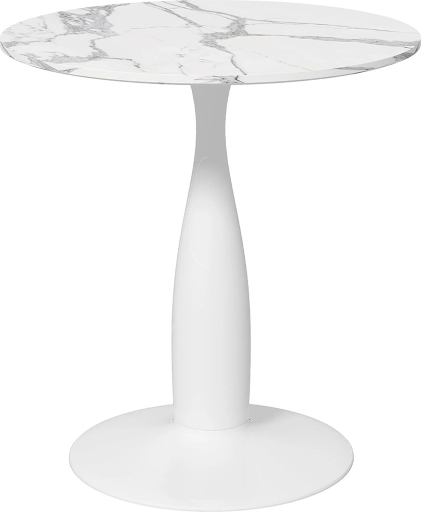 HOMCOM Stół jadalny okrągły, stal powlekana proszkowo, MDF z melaminą, nieruchome nogi, 70 x 74 cm, Biały