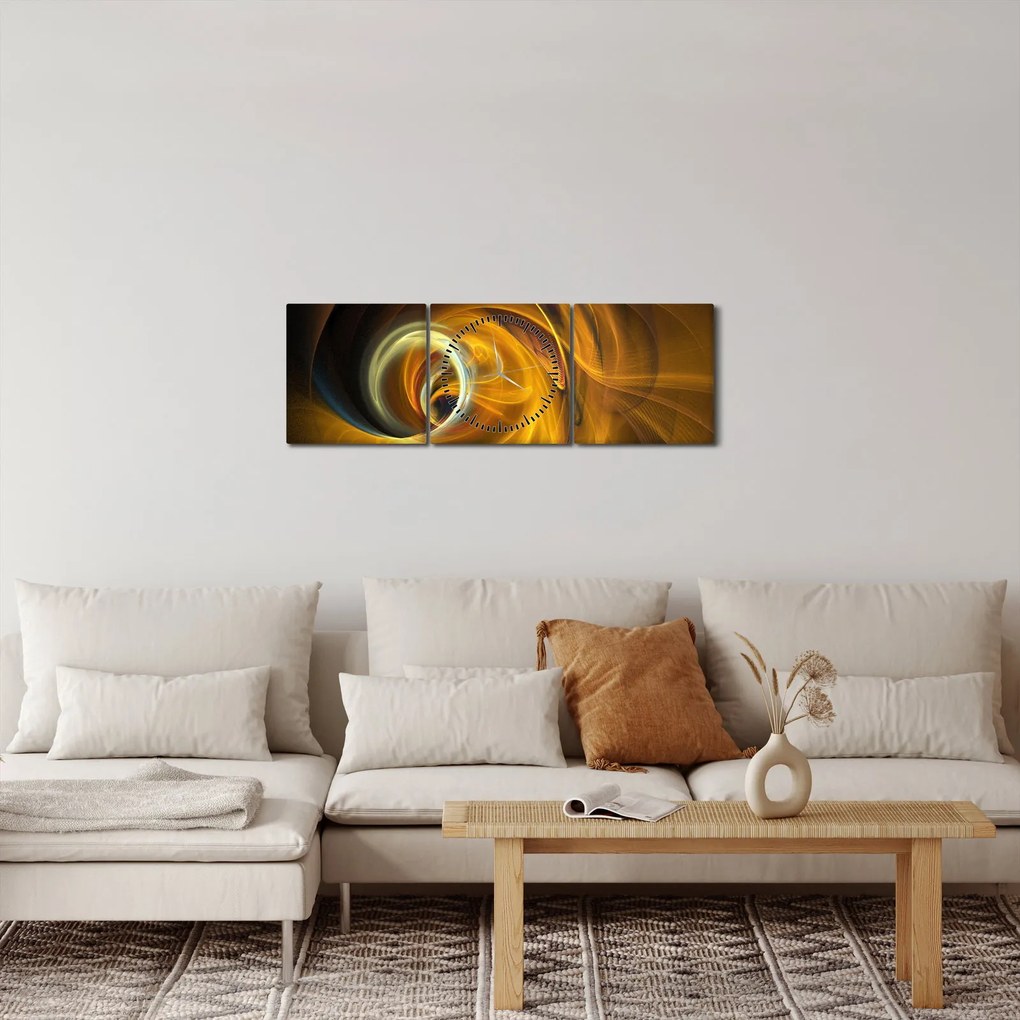 Obraz - Abstrakcja w ruchu (z zegarem) (90x30 cm)