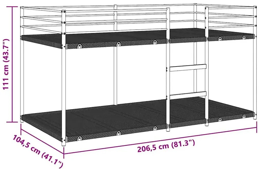 Łóżko czarne piętrowe metalowe 100 x 200 cm S3-E73