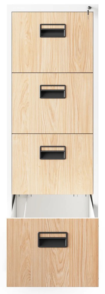 Szafa kartotekowa metalowa z 4 szufladami biała/dąb sonoma, 460x1320x620 mm: SARA Eco Design