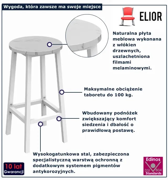 Nowoczesny hoker z podnóżkiem biały + marmur M7-C48