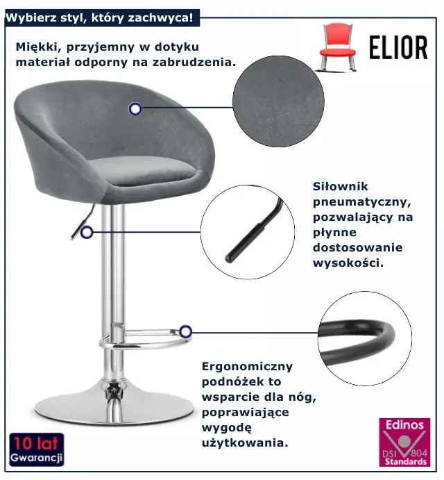 Popielaty hoker na chromowanej nodze M5-C24