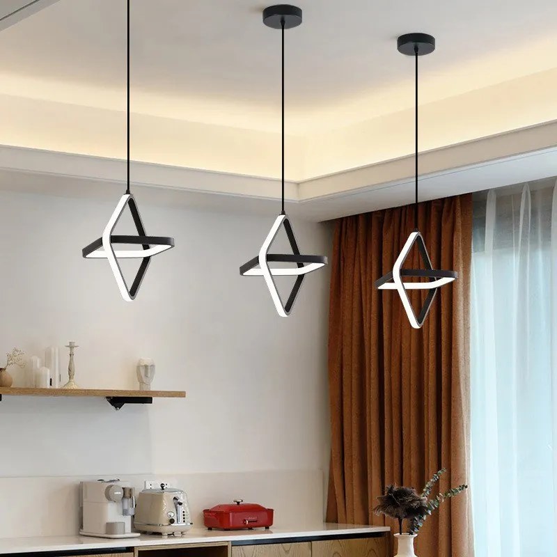 Lampa geometryczna LED wisząca sufitowa AT48-1SL-Czarna