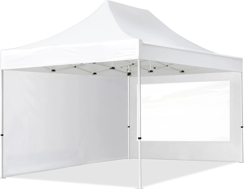 TOOLPORT 3x4,5 m Namiot Ekspresowy, ECONOMY Stal 30mm, ze ścianami bocznymi, okna panoramiczne, biały - (59048)