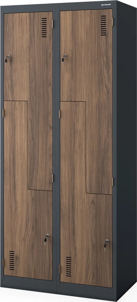 Szafa socjalna czterokomorowa Eco Design Julia 80x45x185 cm antracyt/orzech