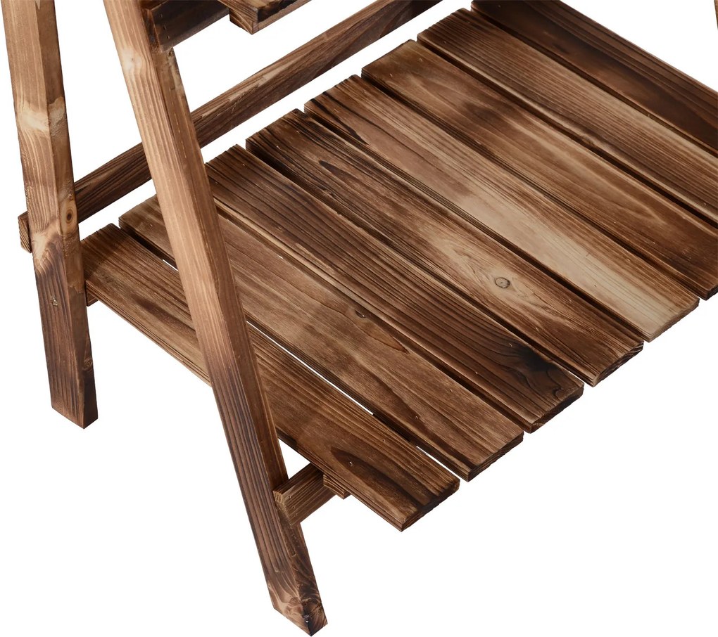Outsunny Stojak na Kwiaty Drewniany Regał Kwietnik Wypalany Design do Ogrodu Balkonu 60x37x93cm | Aosom PL