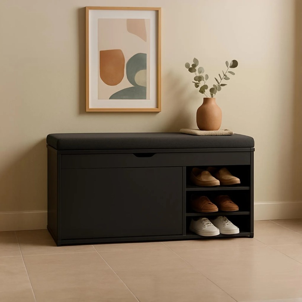 Szafka na buty z siedziskiem i wysuwanymi półkami GRADIA, 100 x 34 x 50 cm