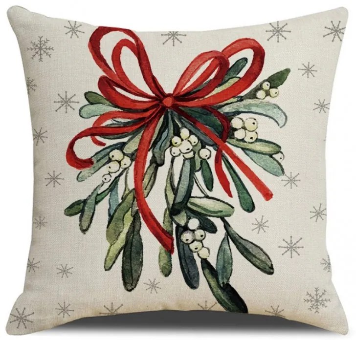 Świąteczna poszewka na poduszkę MISTLETOE 45x45 cm, kolorowa
