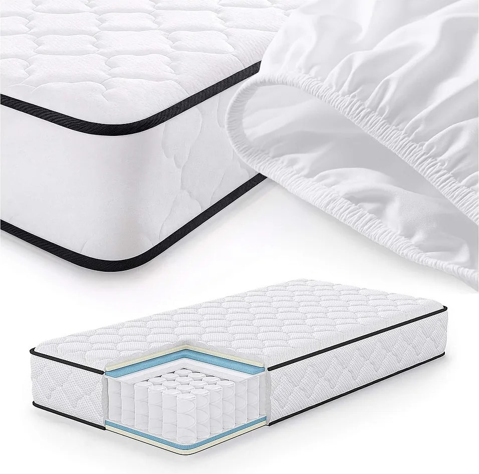 Materac sprężynowy z ochraniaczem AKORD 7-strefowy H3 100x200 cm