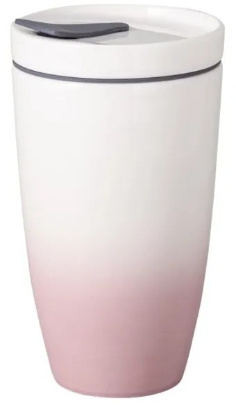 Różowo-biały porcelanowy kubek podróżny Villeroy &amp; Boch Like To Go, 350 ml