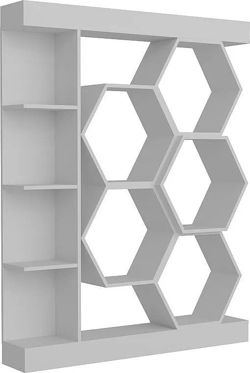 Nowoczesny biały regał na książki, 140 cm x 29,6 cm x 177,4 cm | Płyta wiórowa pokryta melaminą w 100%, grubość 18 mm | Stylowe miejsce do p