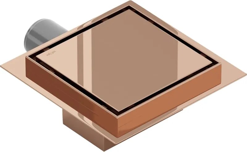 Mexen Flat-Q M13 wpust podłogowy kwadratowy 12 x 12 cm, różowe złoto - 1610012