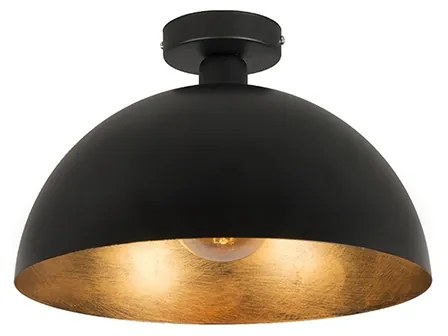 Industrialna lampa sufitowa czarna ze złotem 35 cm - Magna Rustykalny / Vintage Oswietlenie wewnetrzne