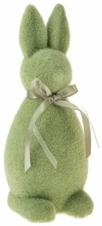 Wielkanocna dekoracja z króliczkiem z kokardką,zielona, 13 x 11 x 30 cm