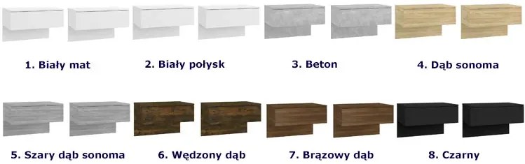Komplet wiszących szafek nocnych szary dąb sonoma - Eldomi