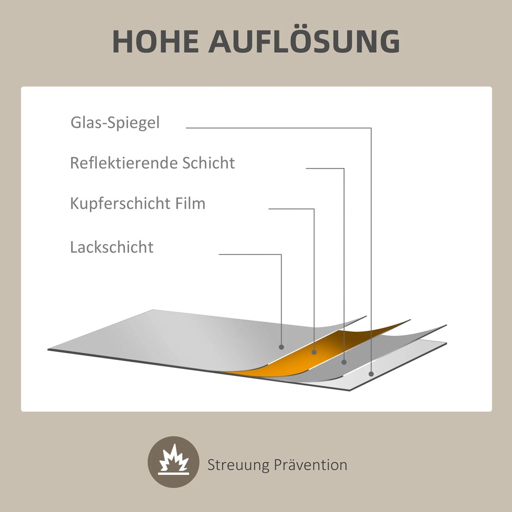 HOMCOM Dekoracyjne Lustro Ścienne, Design Vintage, 70 cm x 2,1 cm x 50 cm, Drewno Solidne, Naturalne