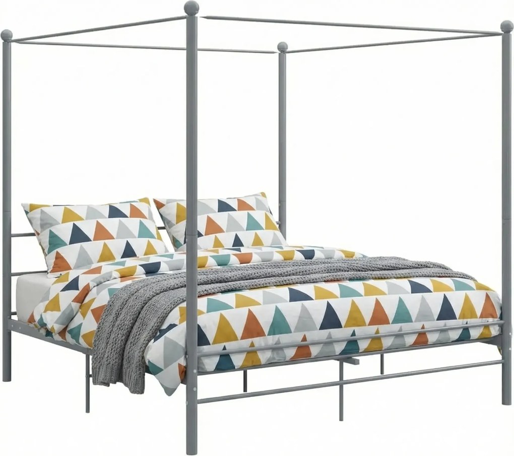 Szare metalowe łóżko rustykalne 180x200 cm C6-E92