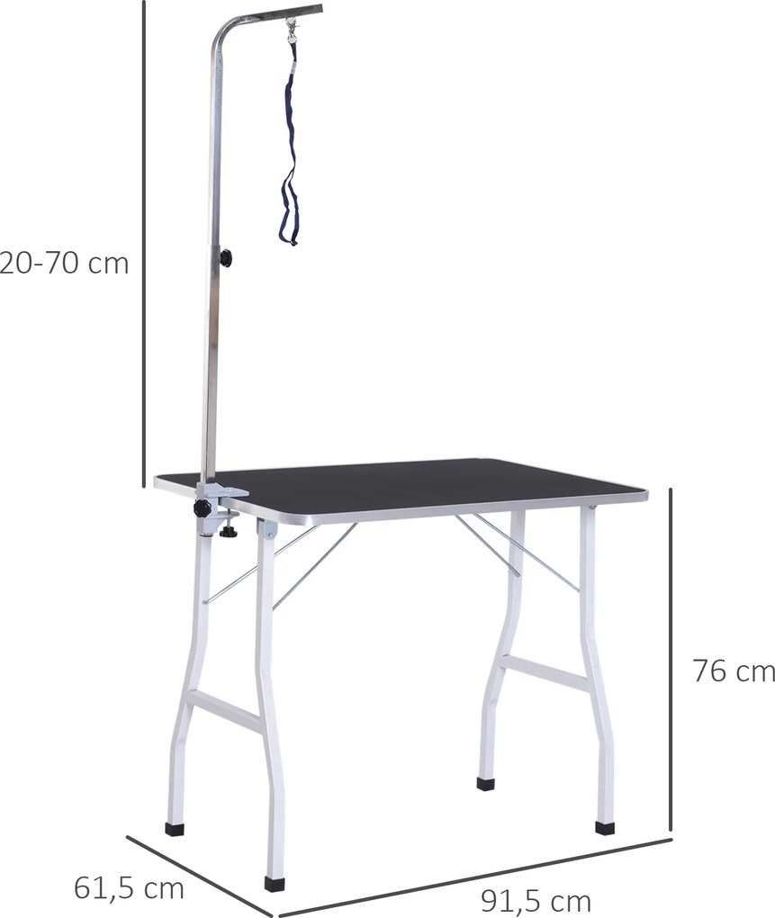 PawHut Stół Trymerski dla Psów Czarny z Regulacją Wysokości i Zawiesiem | Aosom PL