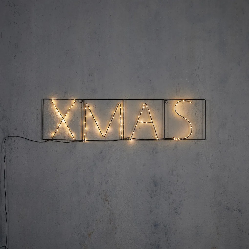 Świąteczna lampa ścienna czarna XMAS z LED z timerem IP44 - Yoro
