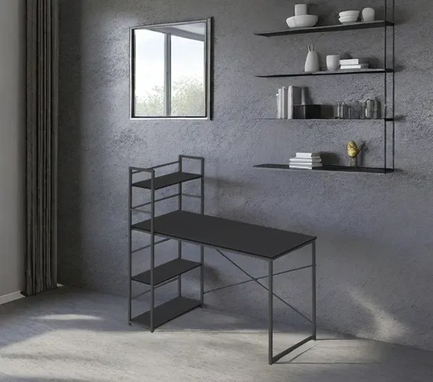 Czarne loftowe biurko H4-D73