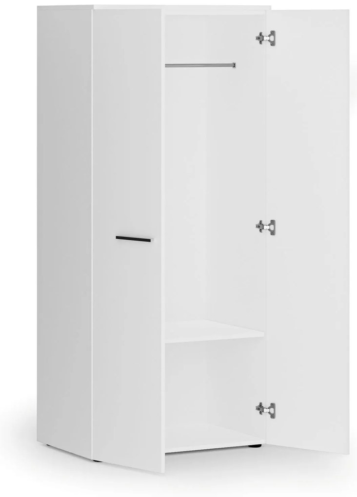 Szafa ubraniowa biurowa PRIMO WHITE, 1 półka, drążek do szafy, 800 x 500 x 1781 mm, biały