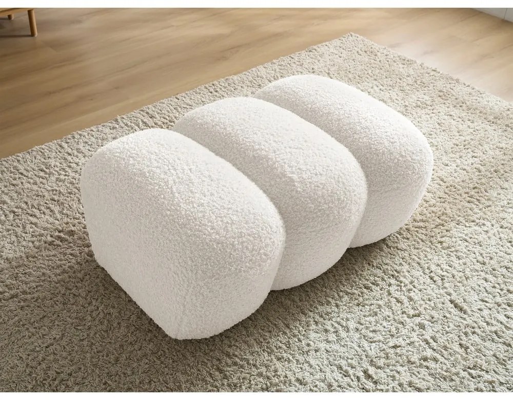 Biały podnóżek z materiału bouclé Hippolyte – Bobochic Paris