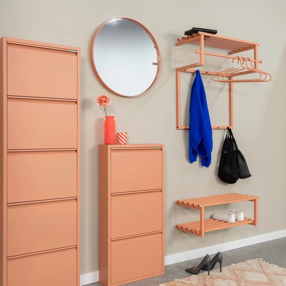 Łososiowy metalowy wieszak ścienny z półką 76 cm Rizzoli – Spinder Design