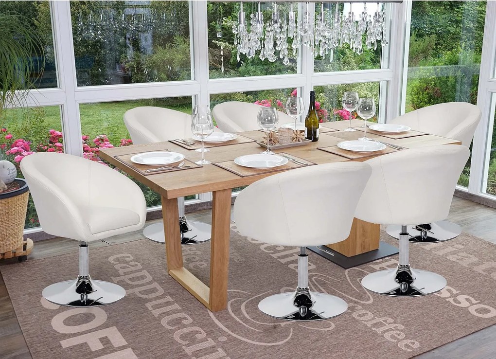 Krzesło do jadalni MCW-F19 (zestaw 6 sztuk),  imitacja skóry biały