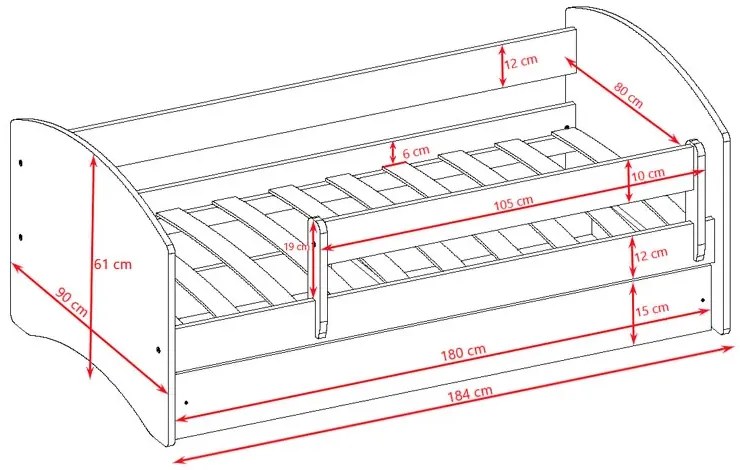 Łóżko dziecięce z barierką Happy 2X 80x180 Baleo