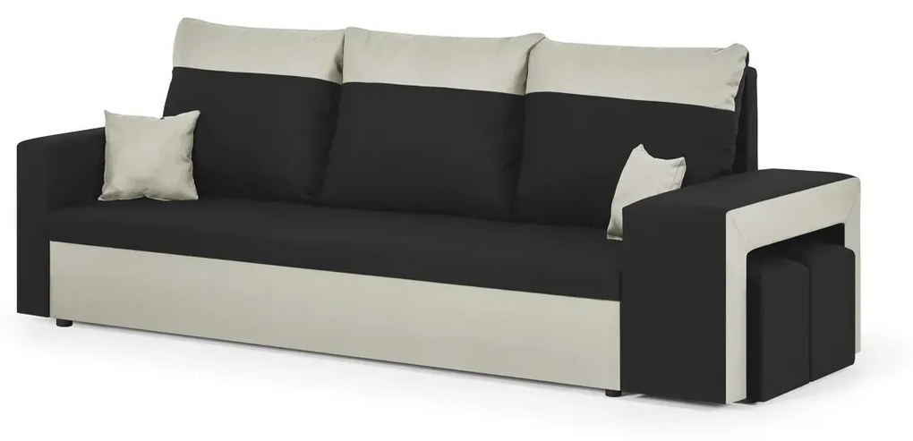 Kanapa sofa 3 os z funkcją spania DAKOTA2 Czarny/Kremowy